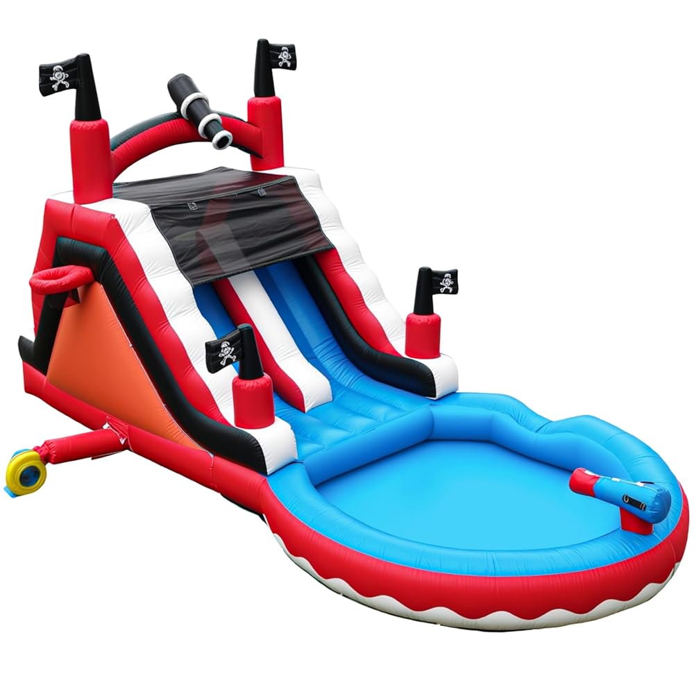 23FT Pirate Ship Commercial Inflatable Water Slide shown outdoors