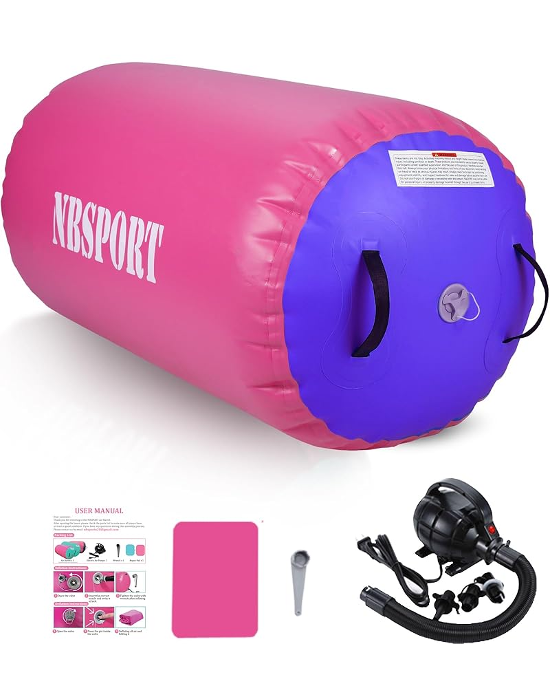 Gymnastics Air Roller - Pink & Purple shown outdoors