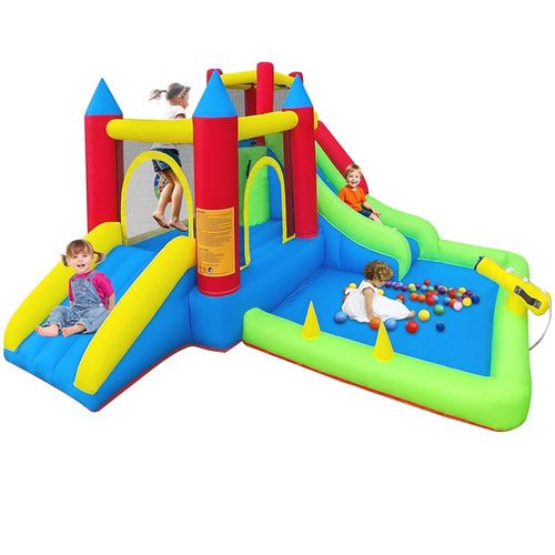 9-in-1 Color Block Inflatable Water Park shown outdoors